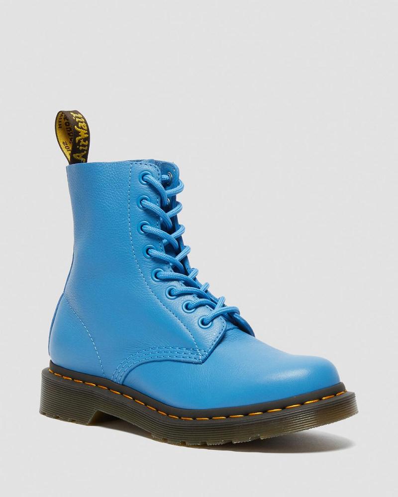 Botines Dr Martens 1460 Pascal Virginia Cuero Mujer Azules | MX 89WNB